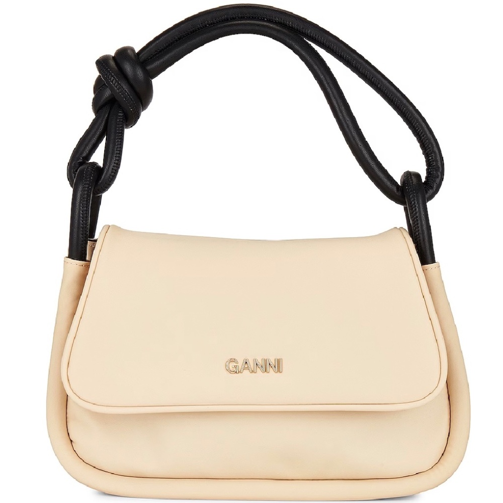 Ganni Knot Flap Over Bag - Pale Khaki
